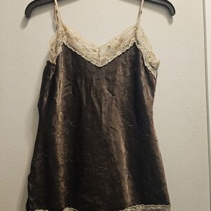No Boundaries Brown Lace Trim Cami